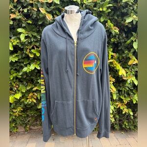 Aviator Nation Charcoal Jacket with Colorful Emblem